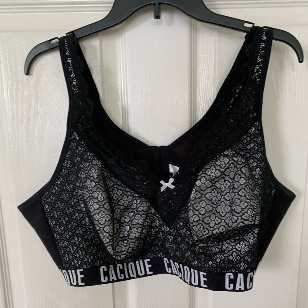 Lane Bryant Cacique Black and White Lace Pattern